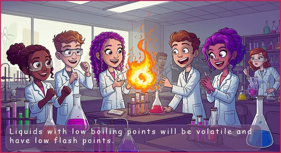 Volatile liquids will have low flash points.